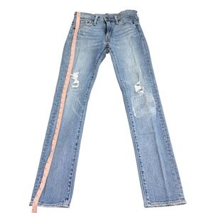 Levi's Light Blue Straight Leg Jeans With Rips 27 x 32